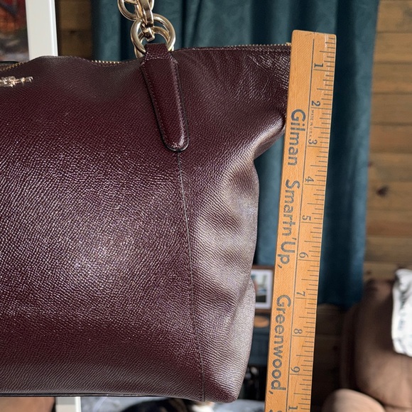 Coach Glittery Brown Leather Tote with Floral Scarf - Picture 5 of 15